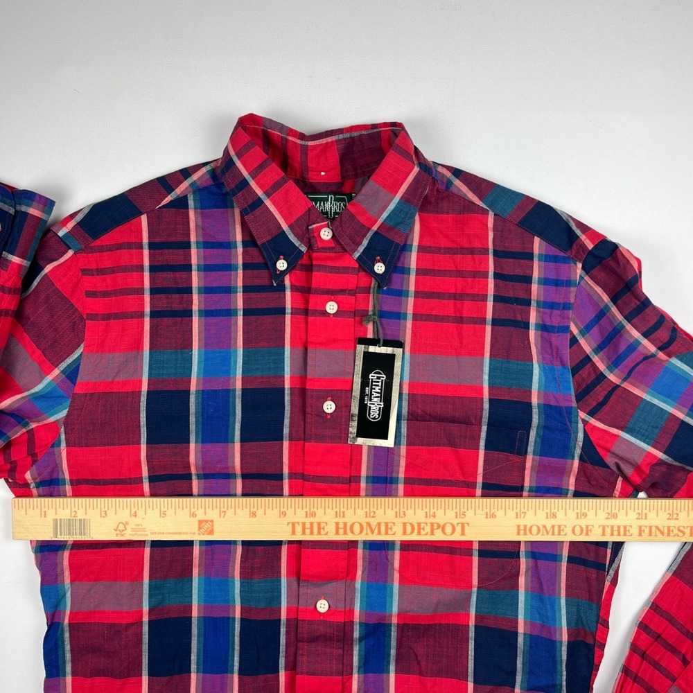 Gitman Bros 40th Anniversary Mens Red Multi Plaid Button Down Shirt Medium NWT - Picture 6 of 6